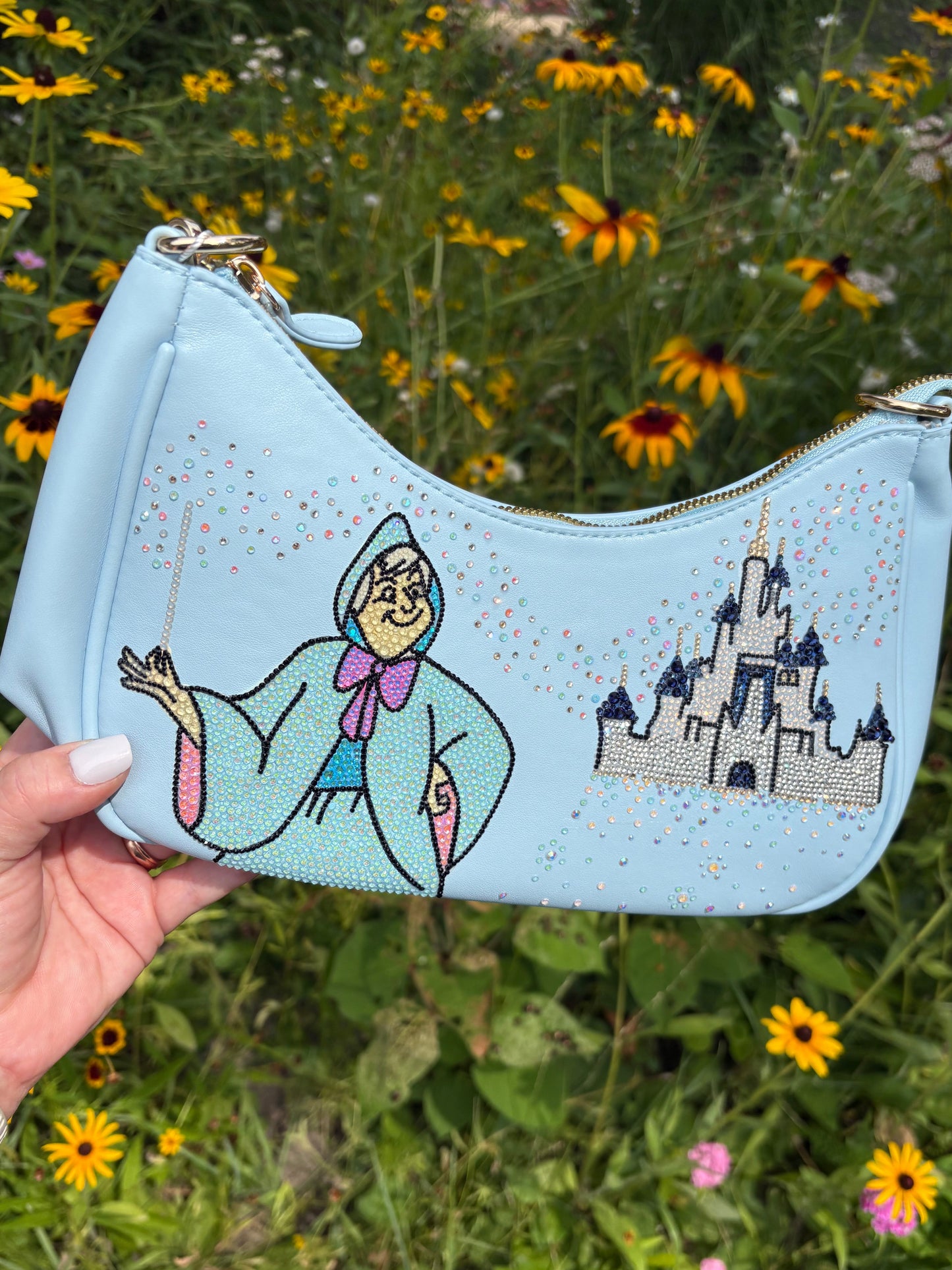 Fairy Godmother Rhinestone Crescent Bag | Crystal Embellished Disney-Inspired Shoulder Bag