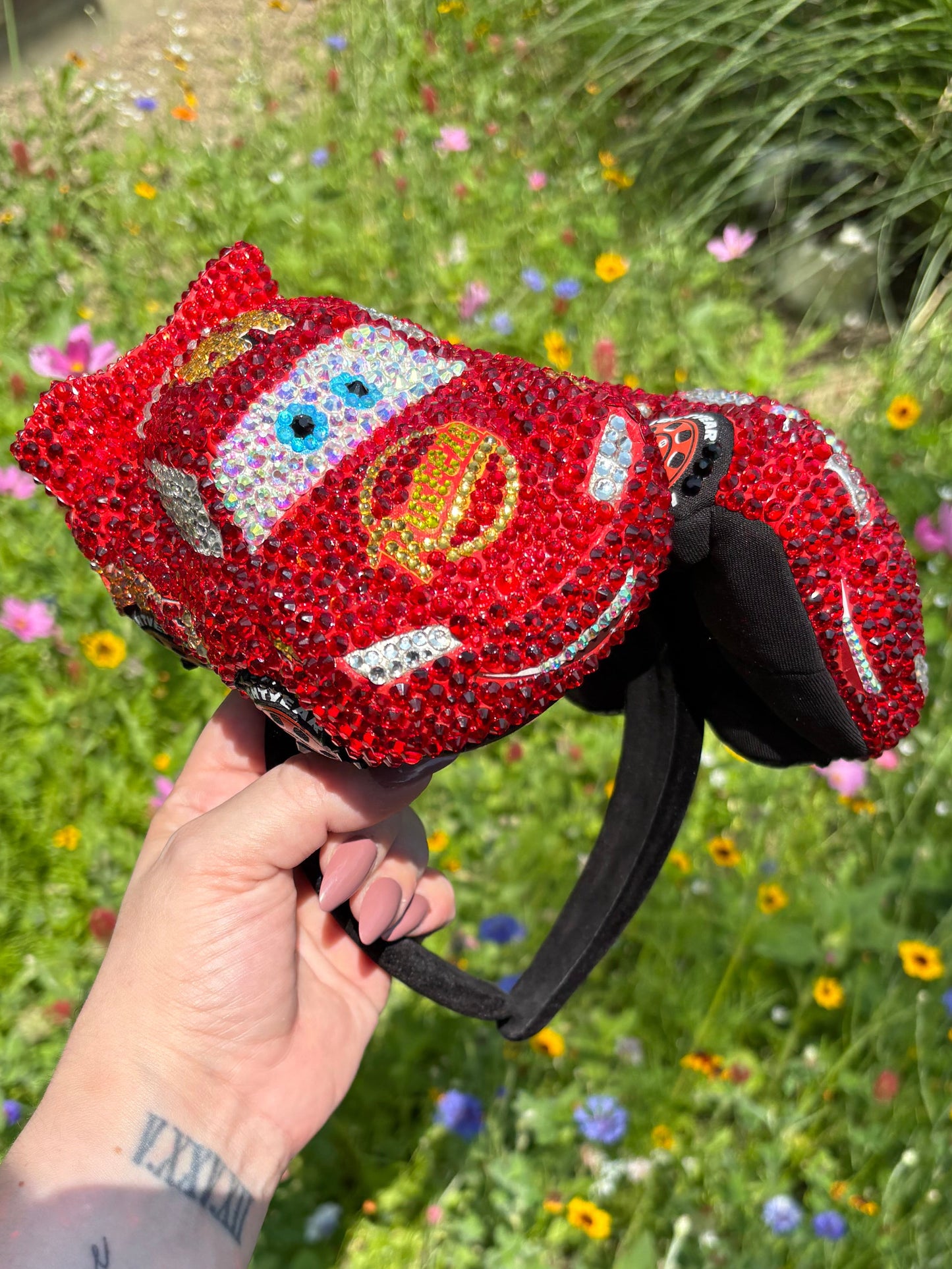 Lightning McQueen Plush Ears | Custom Rhinestone Mickey Ears Headband