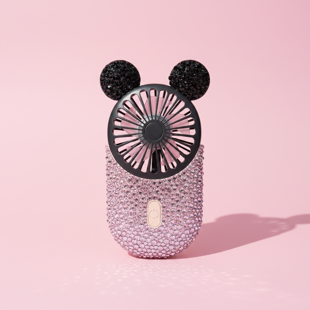 Bling Mickey Fan - Original Angle Pink BG