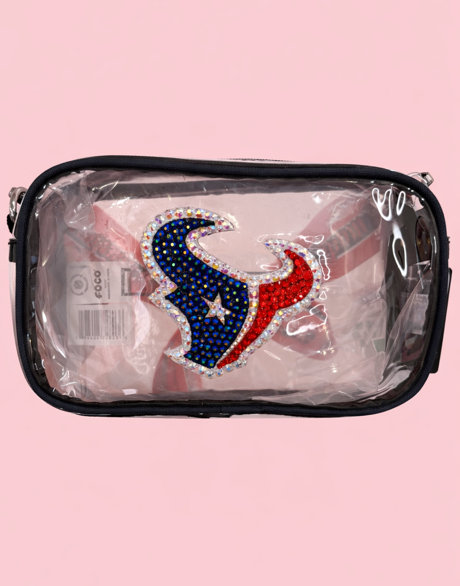 Rhinestoned NFL Stadium Bag – Hand-Embellished Clear Football Bag