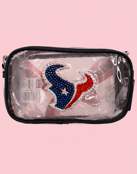 Rhinestoned NFL Stadium Bag – Hand-Embellished Clear Football Bag