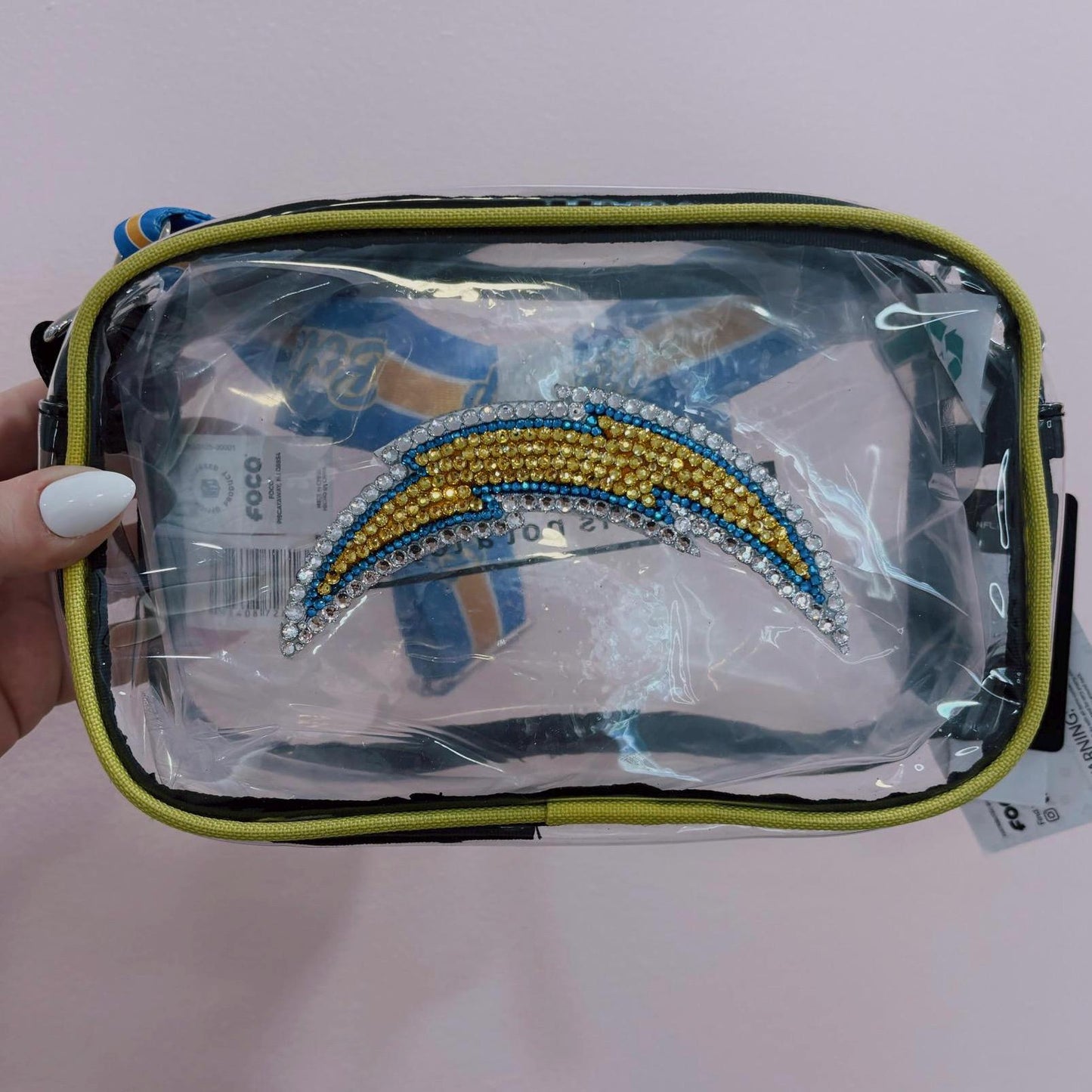 Rhinestoned NFL Stadium Bag – Hand-Embellished Clear Football Bag