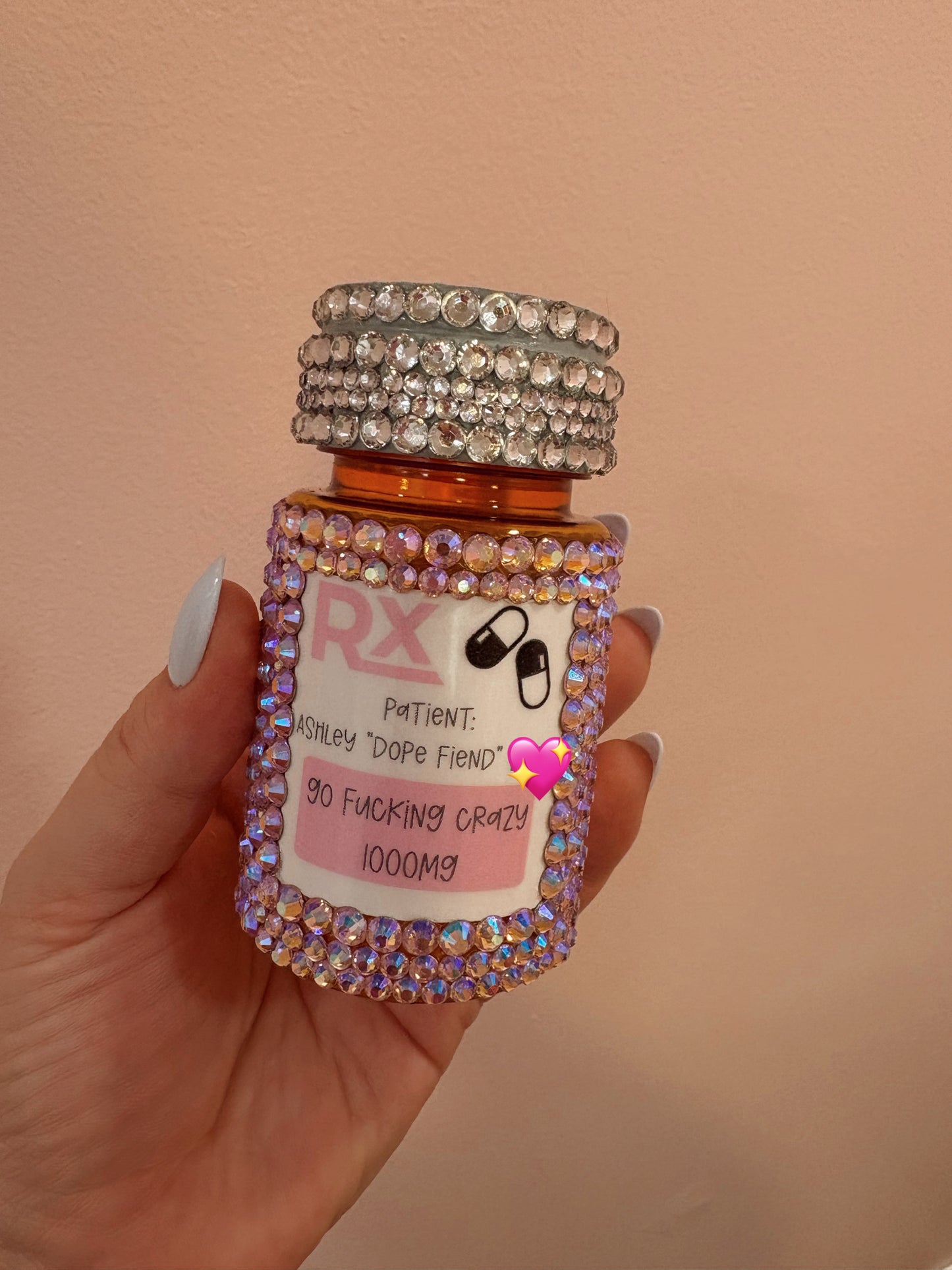 Custom Bling Rhinestone Bottle – Hand-Embellished Sparkle Bottle – Screw Top or Safety Top – Personalized or Solid Color
