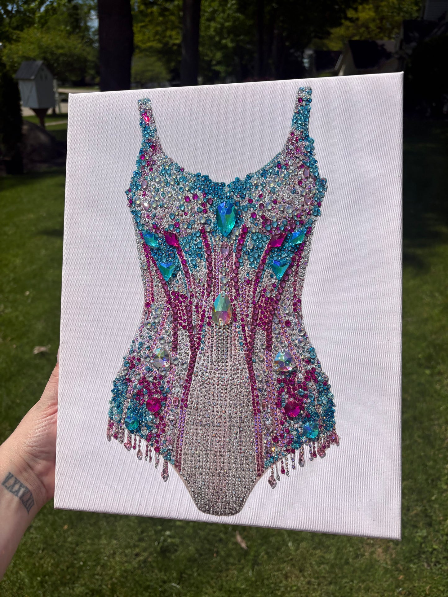 "The Headliner" – Hand-Jeweled Rhinestone Canvas Art | 11x14