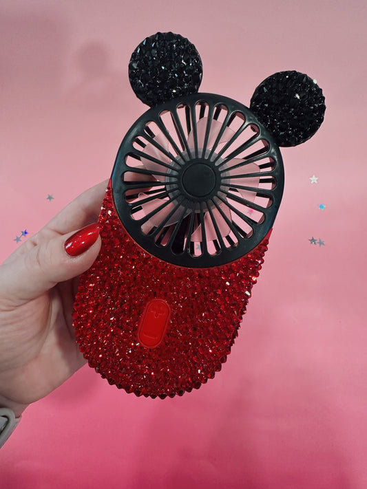 Rhinestone Mickey Ear Mini Fan – Blinged Out Handheld Fan