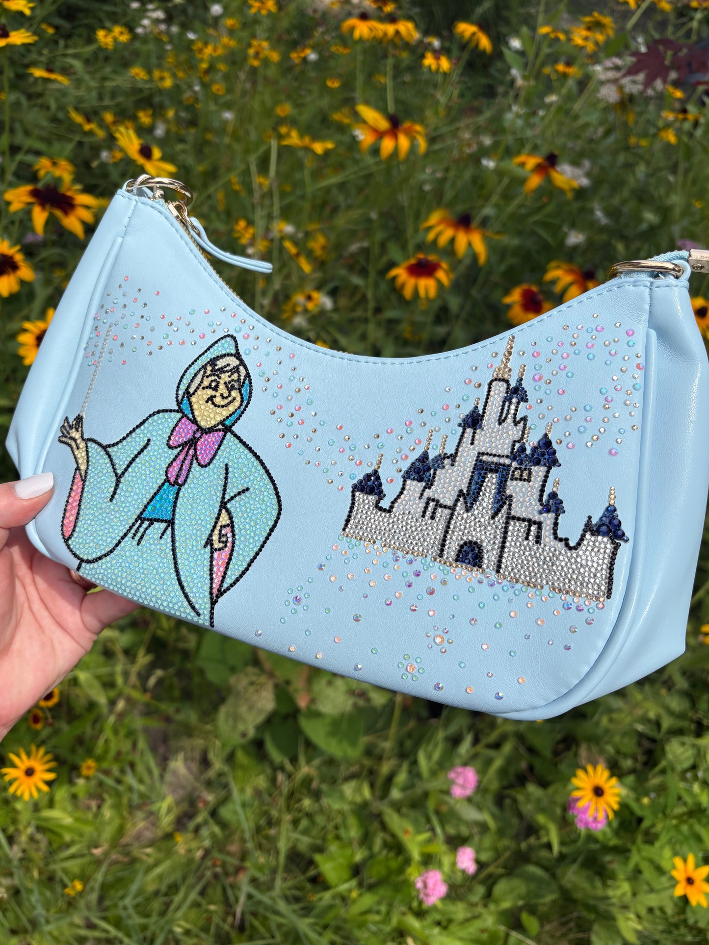 Fairy Godmother Rhinestone Crescent Bag | Crystal Embellished Disney-Inspired Shoulder Bag