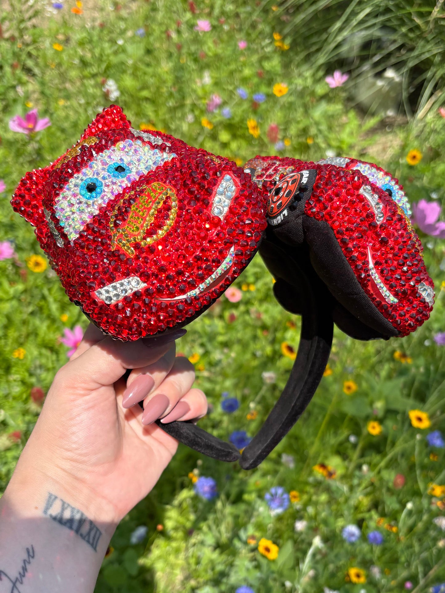 Lightning McQueen Plush Ears | Custom Rhinestone Mickey Ears Headband