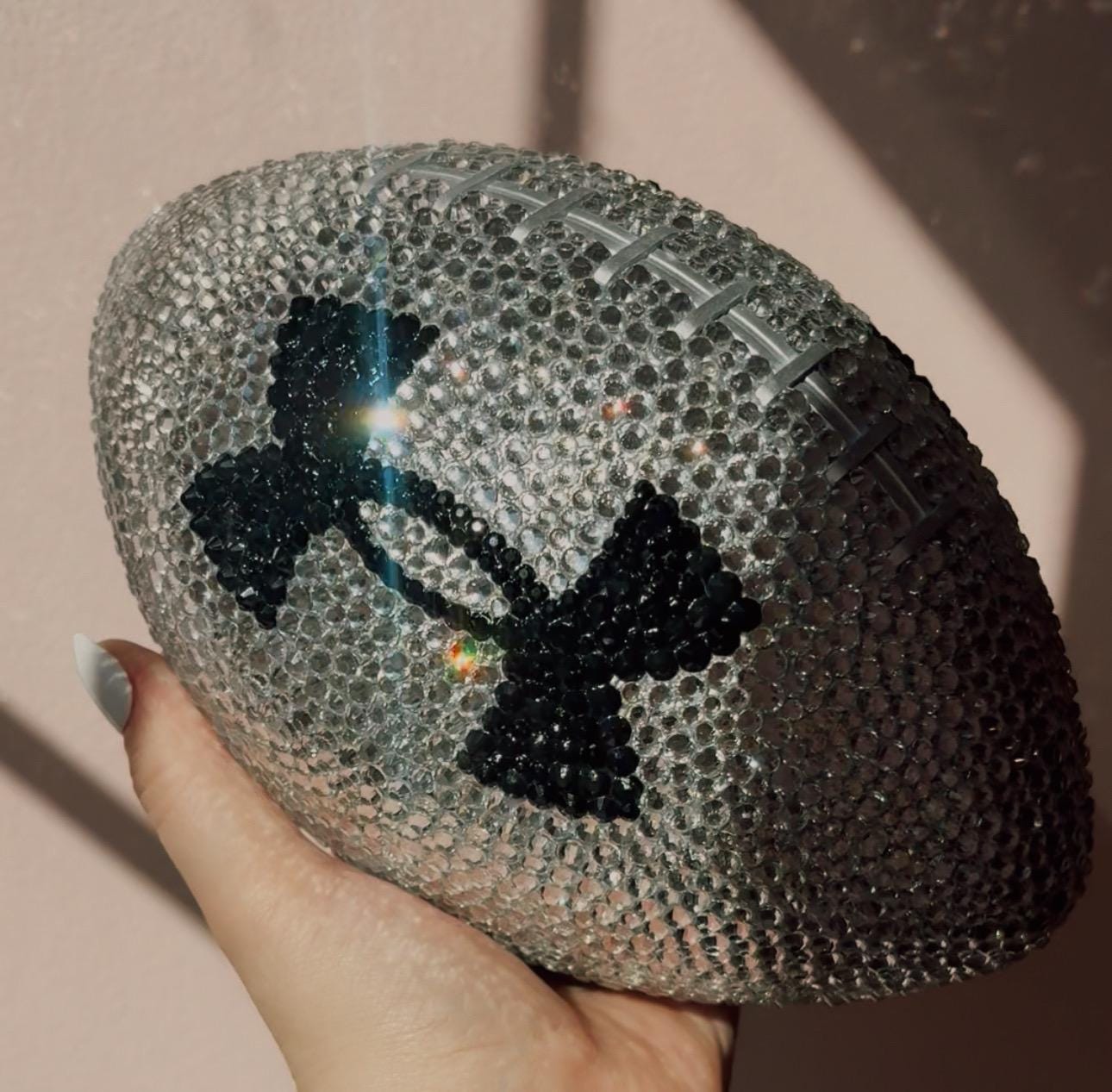 Custom Personalized Bling Rhinestone Football Choose Your Color Size & Logo