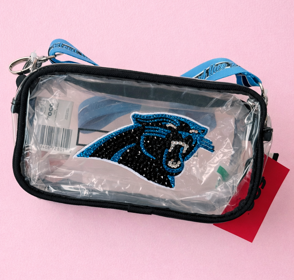 Rhinestoned NFL Stadium Bag – Hand-Embellished Clear Football Bag