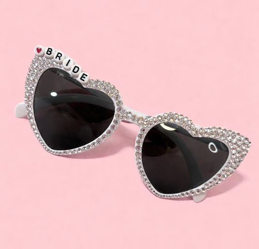 Custom Bling Heart Sunglasses | Rhinestone Valentine Glasses | Sparkly Festival Shades | Women’s Glitter Sunglasses