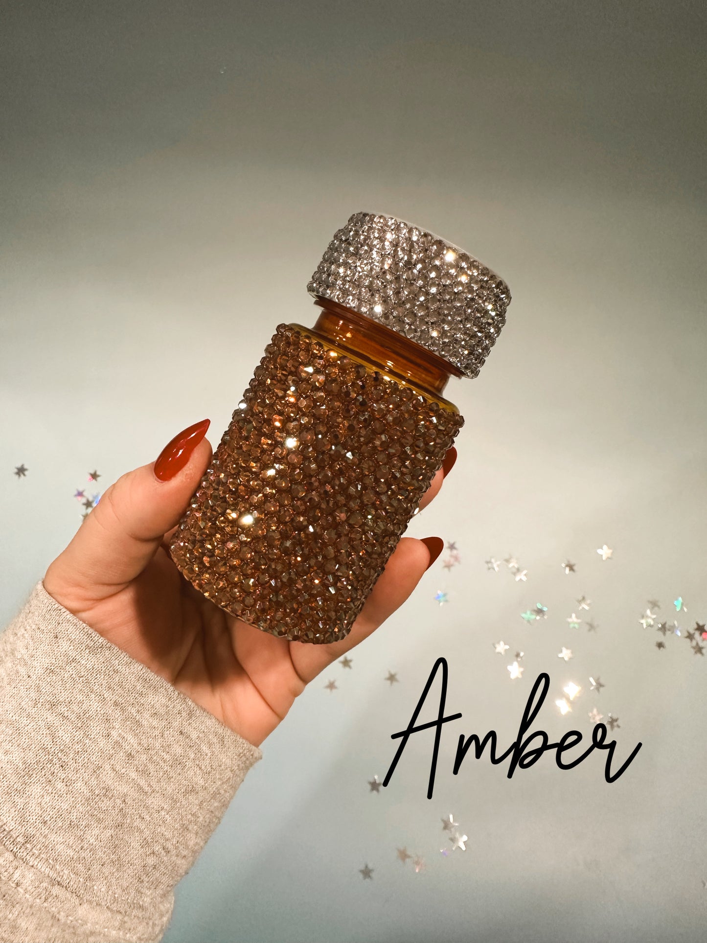 Custom Bling Rhinestone Bottle – Hand-Embellished Sparkle Bottle – Screw Top or Safety Top – Personalized or Solid Color