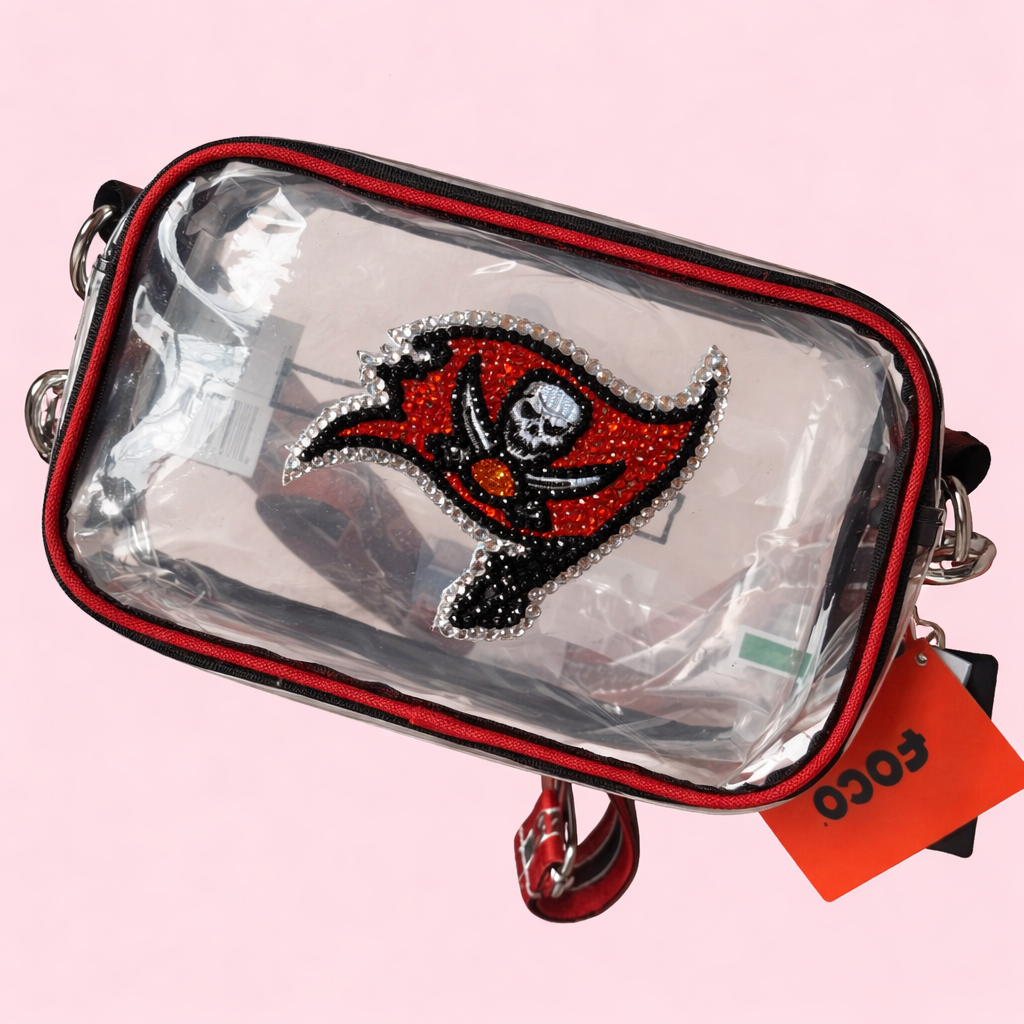 Rhinestoned NFL Stadium Bag – Hand-Embellished Clear Football Bag
