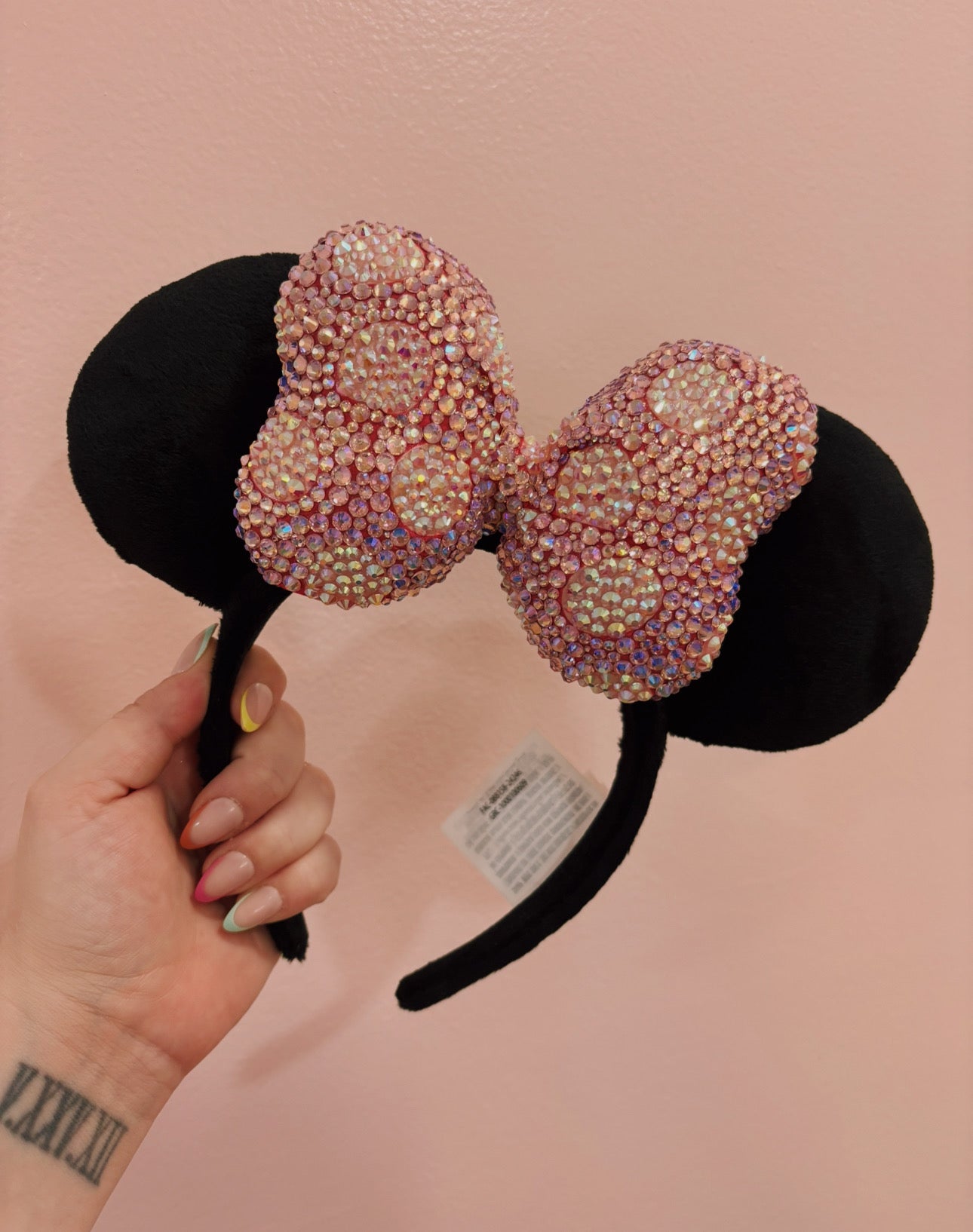 Rhinestoned Ears Headband – Hand-Embellished with Glass Rhinestones – Sparkly Luxury Theme Park Ears – Classic Minnie