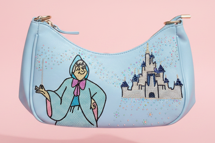 Fairy Godmother Rhinestone Crescent Bag | Crystal Embellished Disney-Inspired Shoulder Bag