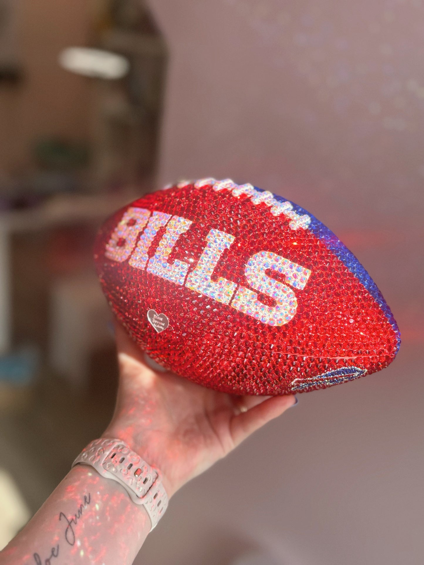 Custom Personalized Bling Rhinestone Football Choose Your Color Size & Logo