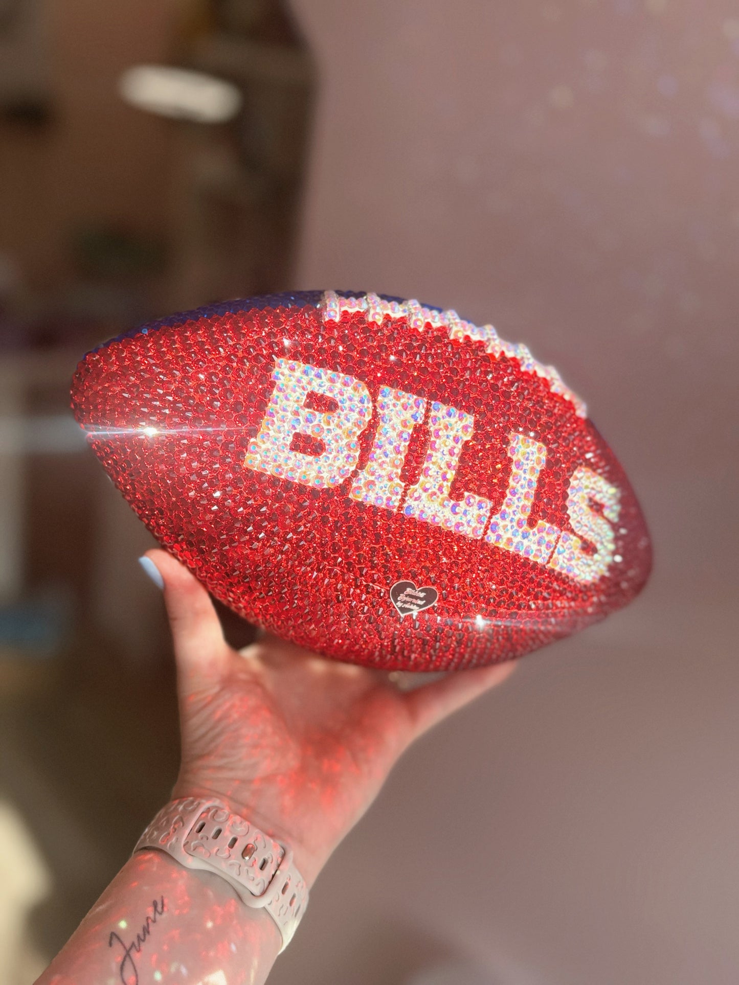 Custom Personalized Bling Rhinestone Football Choose Your Color Size & Logo