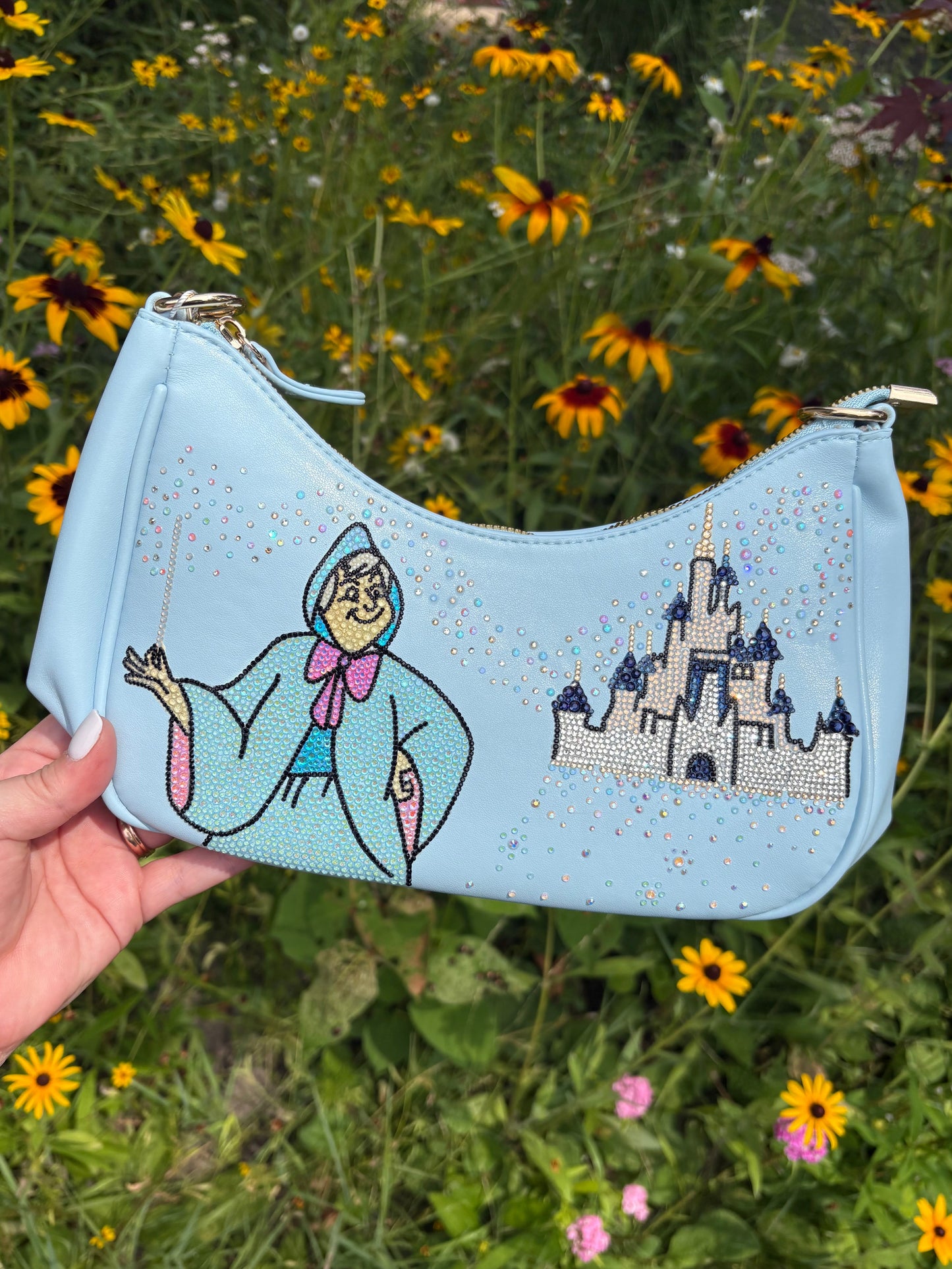 Fairy Godmother Rhinestone Crescent Bag | Crystal Embellished Disney-Inspired Shoulder Bag