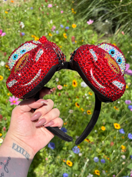 Lightning McQueen Plush Ears | Custom Rhinestone Mickey Ears Headband