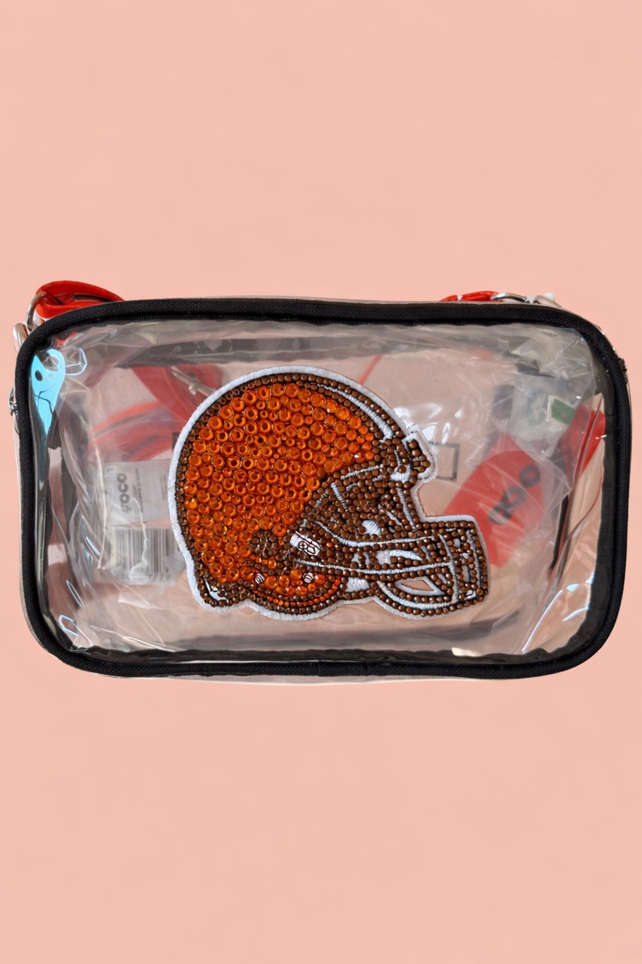 Rhinestoned NFL Stadium Bag – Hand-Embellished Clear Football Bag