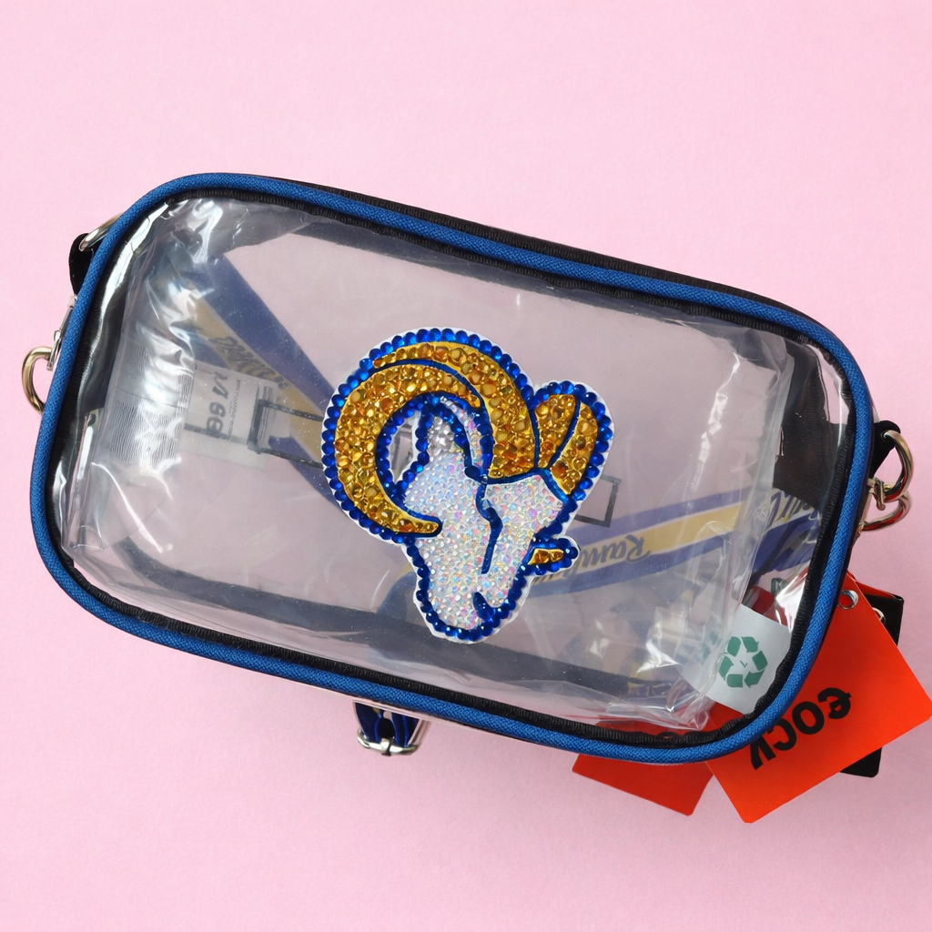 Rhinestoned NFL Stadium Bag – Hand-Embellished Clear Football Bag