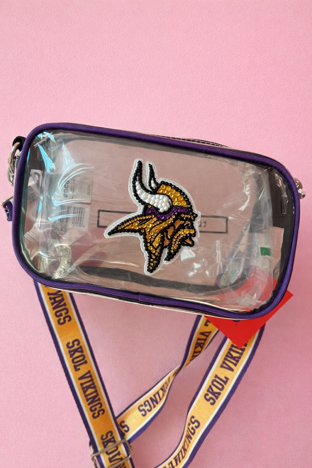 Rhinestoned NFL Stadium Bag – Hand-Embellished Clear Football Bag