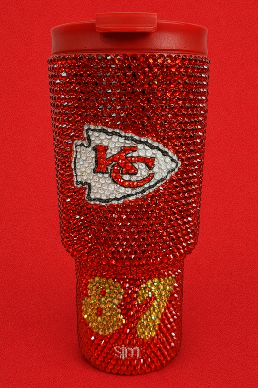 Bling Kansas City Chiefs Tumbler: 30 oz Modern Rhinestone Tumbler