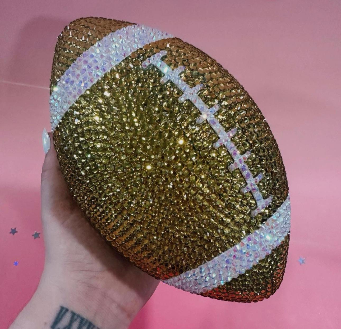 Custom Personalized Bling Rhinestone Football Choose Your Color Size & Logo