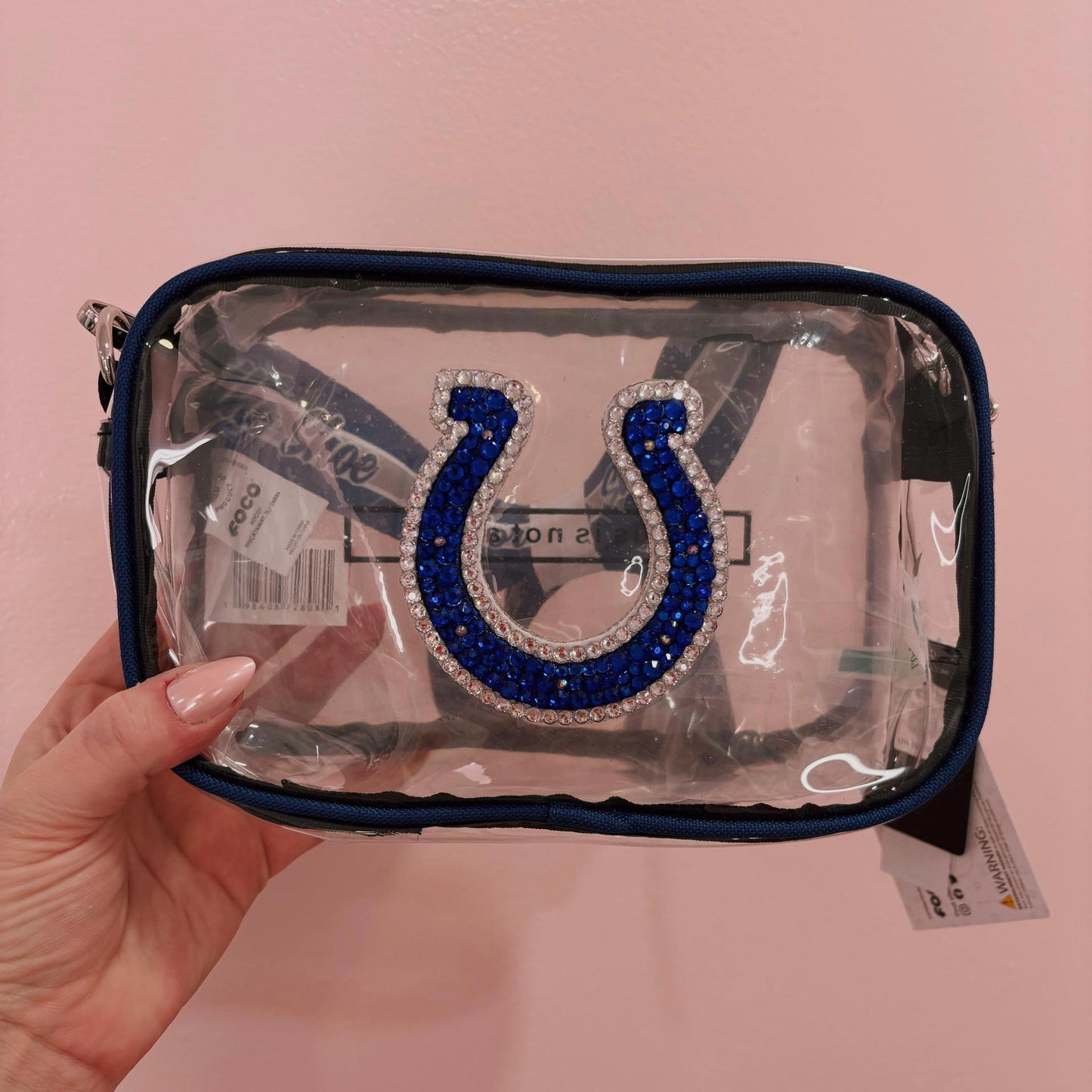 Rhinestoned NFL Stadium Bag – Hand-Embellished Clear Football Bag